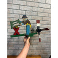Original Whirligig Man Sawing Log Folk Art Americana Whirlygig Primitive Farmhouse Decor