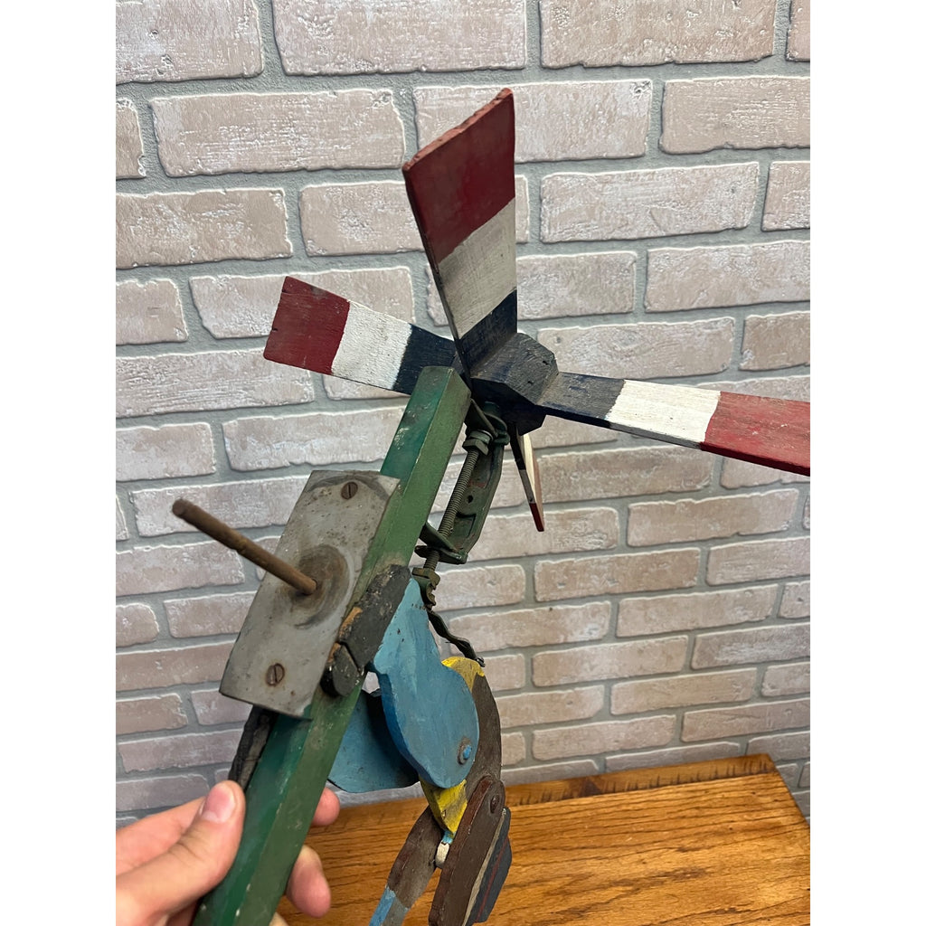 Original Whirligig Man Sawing Log Folk Art Americana Whirlygig Primitive Farmhouse Decor