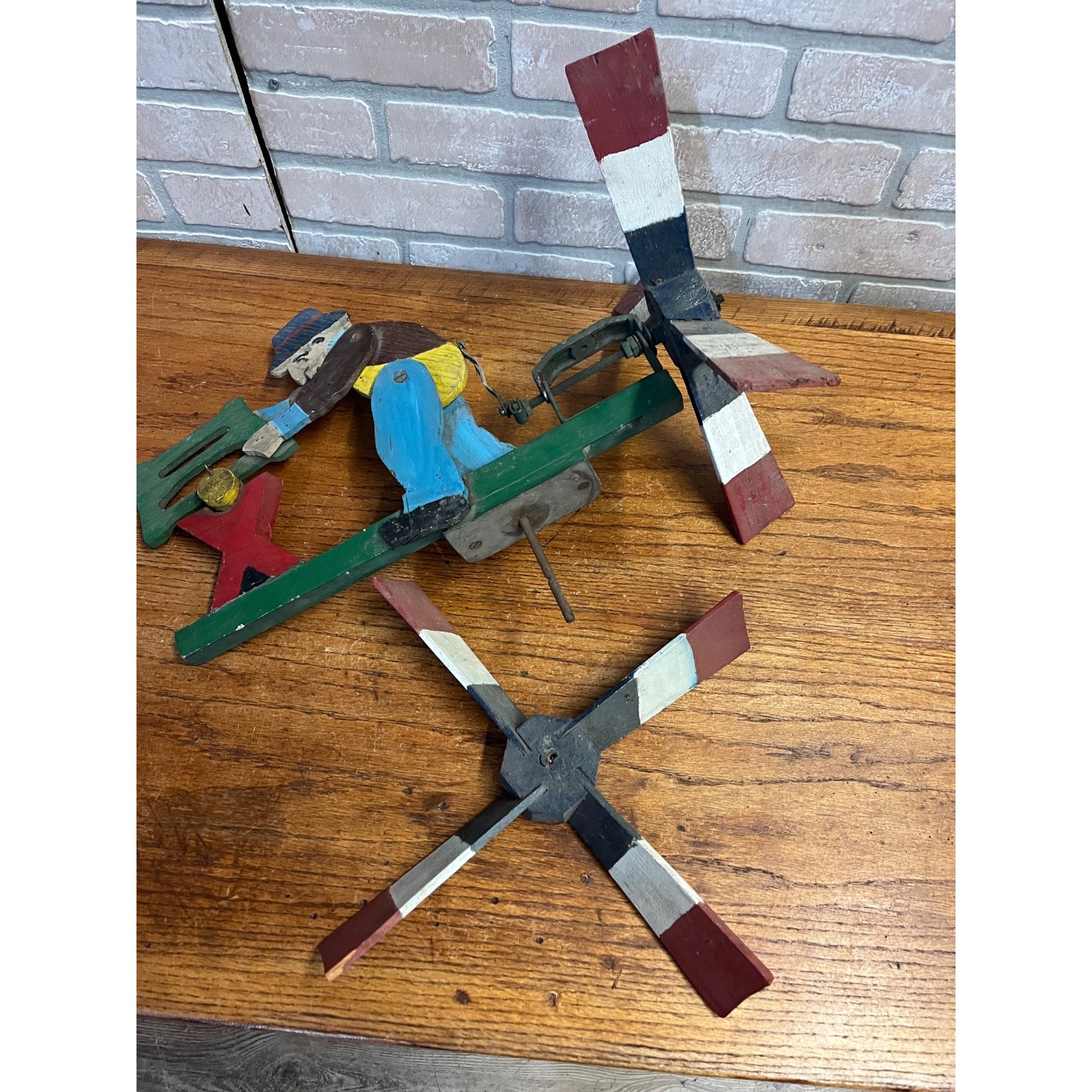 Original Whirligig Man Sawing Log Folk Art Americana Whirlygig Primitive Farmhouse Decor