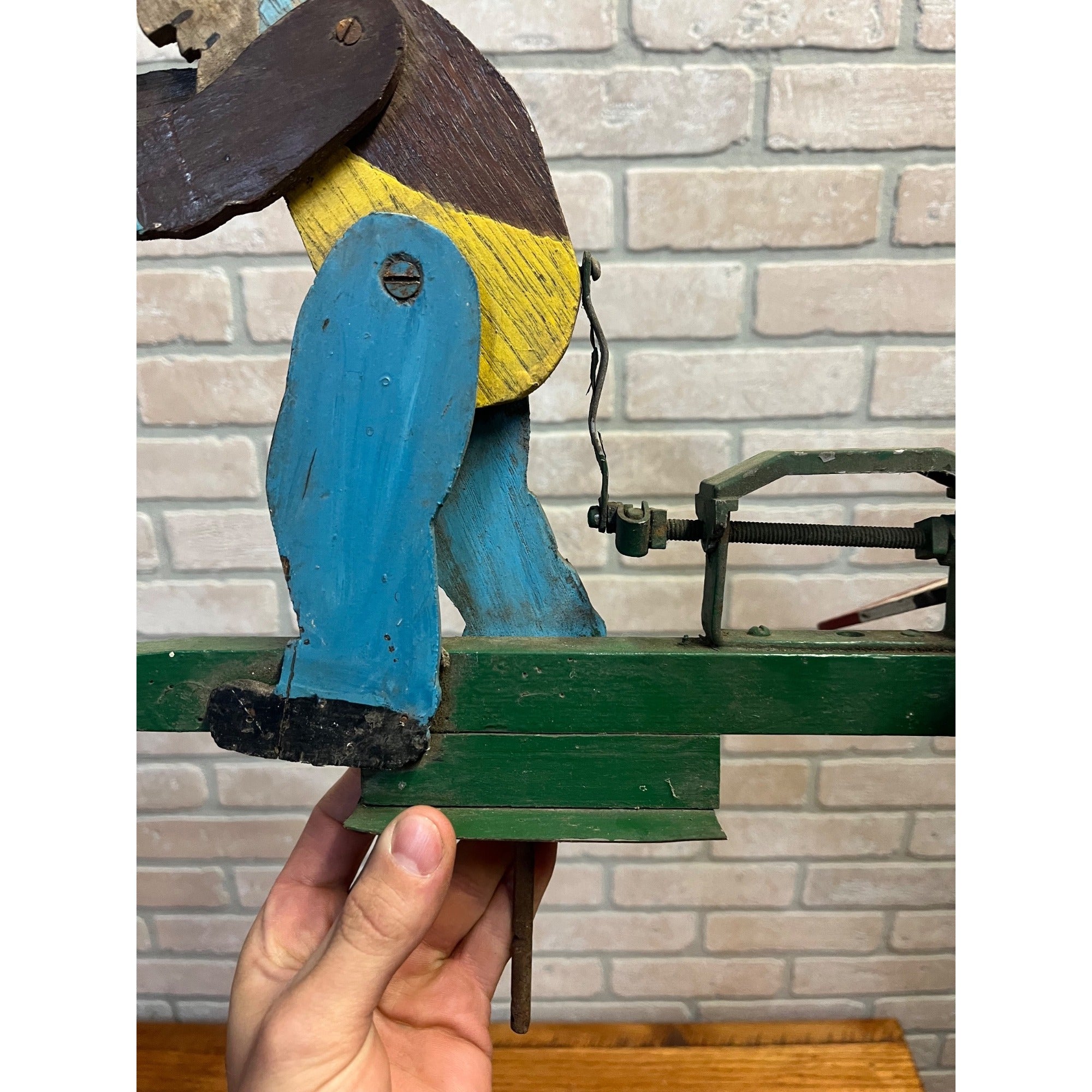 Original Whirligig Man Sawing Log Folk Art Americana Whirlygig Primitive Farmhouse Decor