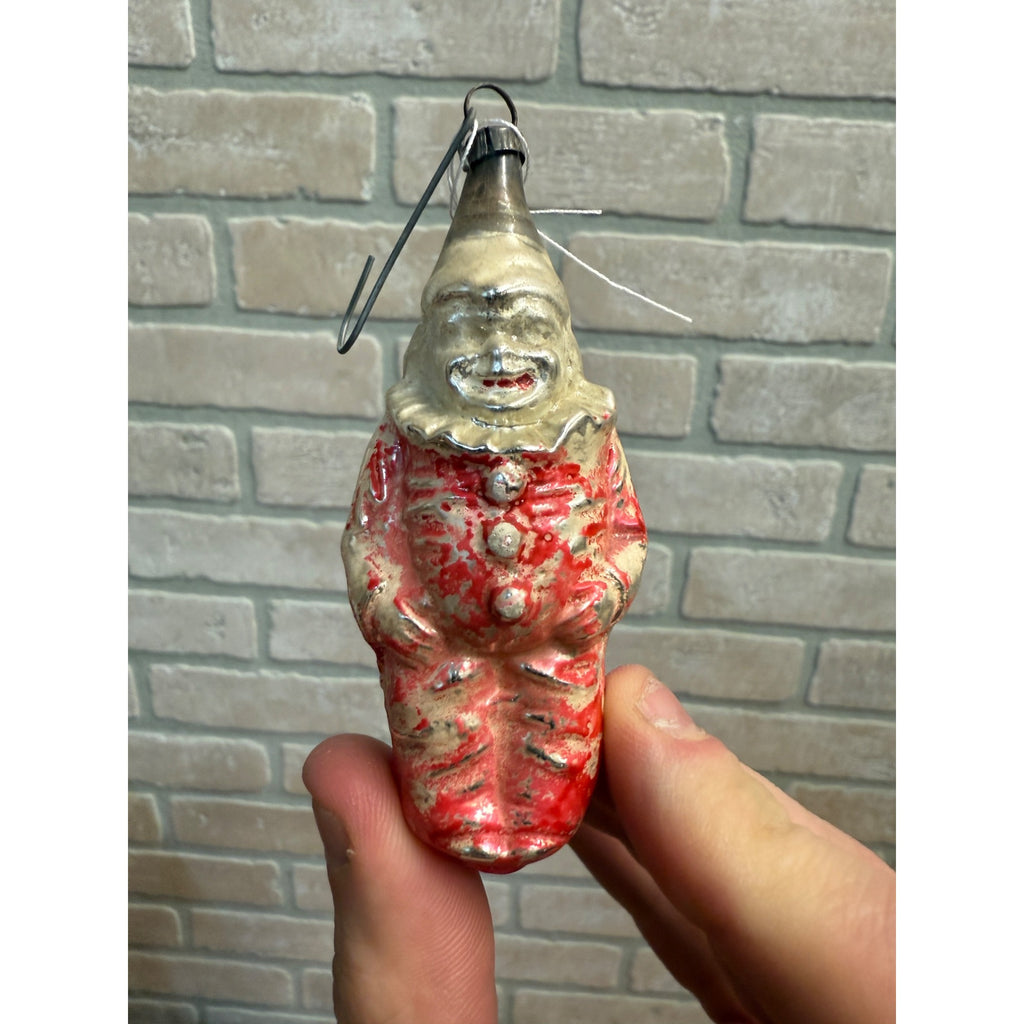 Early Antique Red Suit Clown Mercury Glass Christmas Ornament
