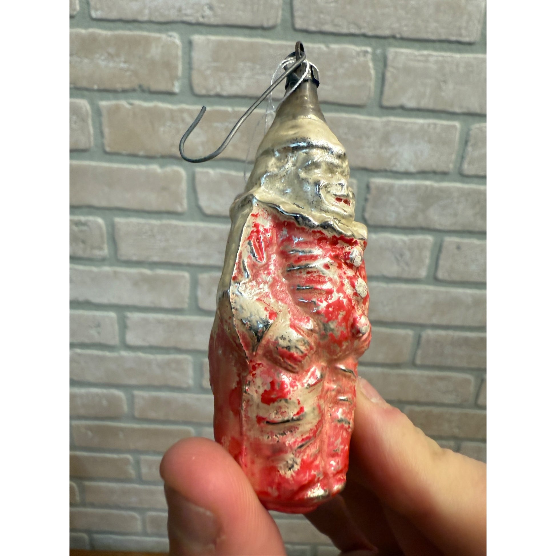 Early Antique Red Suit Clown Mercury Glass Christmas Ornament