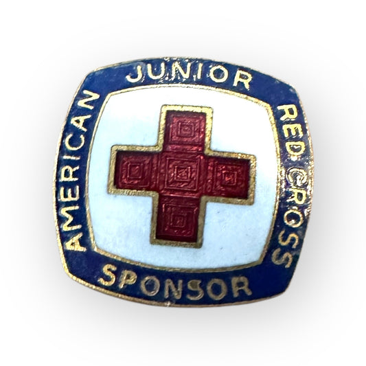 Vintage Red Cross Junior Sponsor Enamel Lapel Pin 1/2"