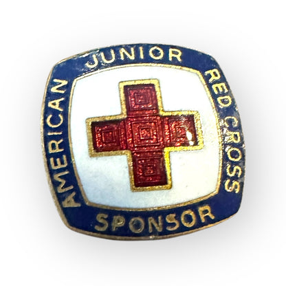 Vintage Red Cross Junior Sponsor Enamel Lapel Pin 1/2"