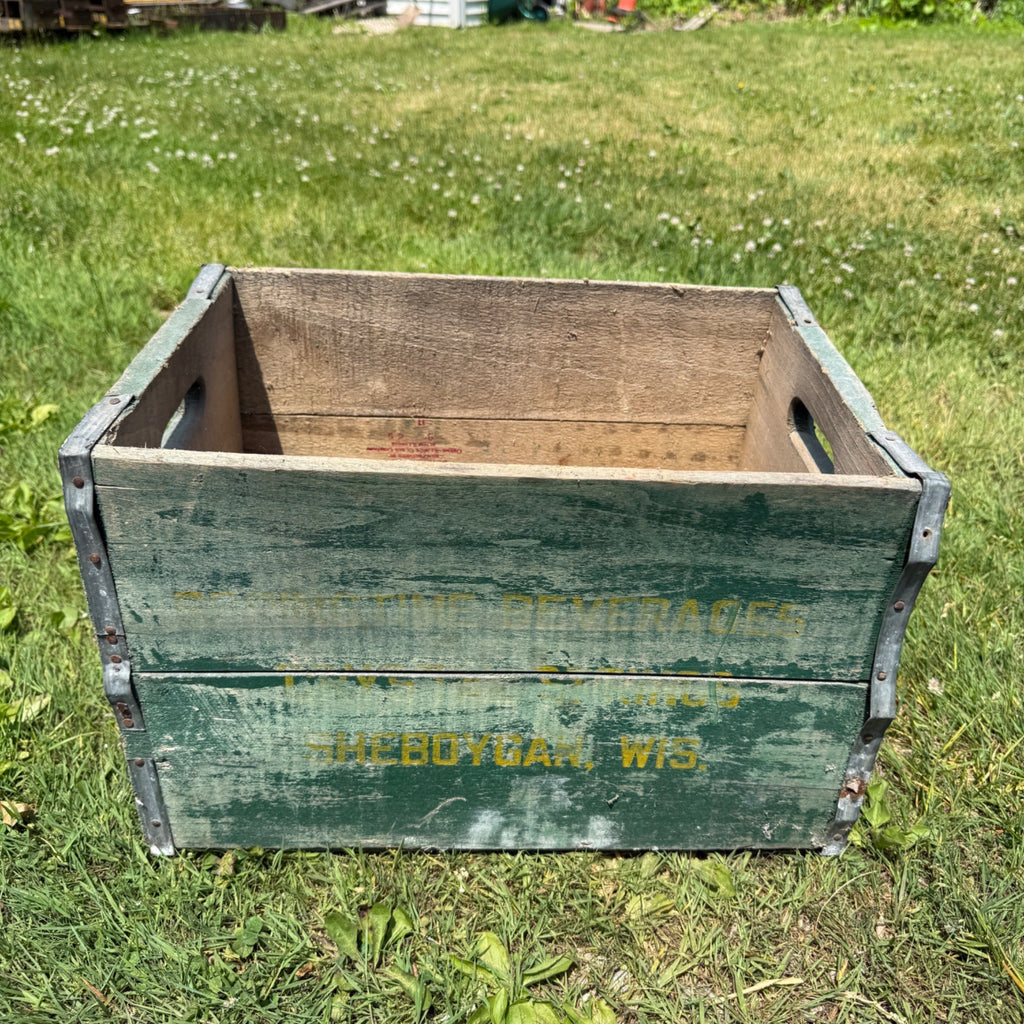 Vintage Springtime Beverages Springs Wooden Crate Box Sheboygan Wis Wisconsin