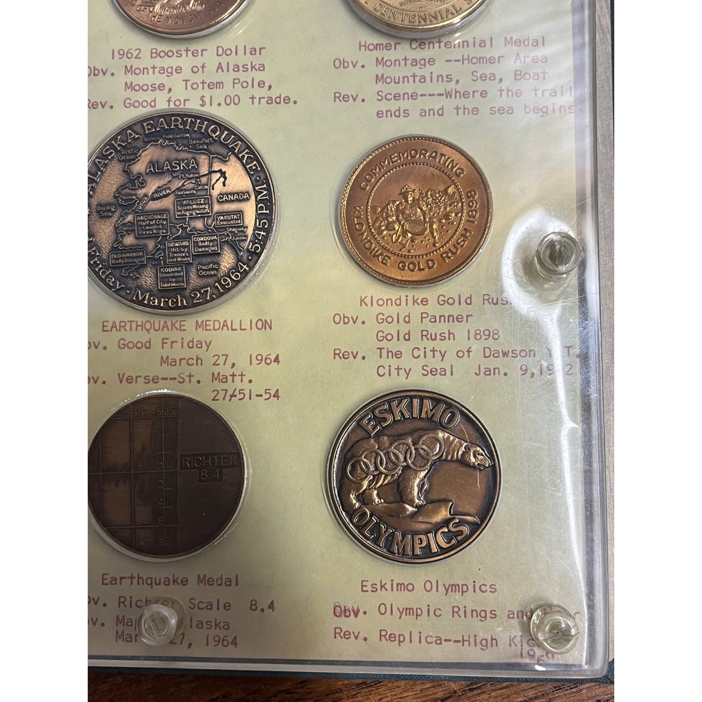 Huge Lot Alaska Centennial Trade Commemorative Tokens Coins Alaskan Gold Rush Olympics