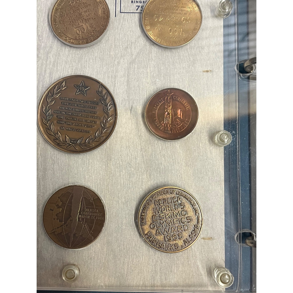 Huge Lot Alaska Centennial Trade Commemorative Tokens Coins Alaskan Gold Rush Olympics