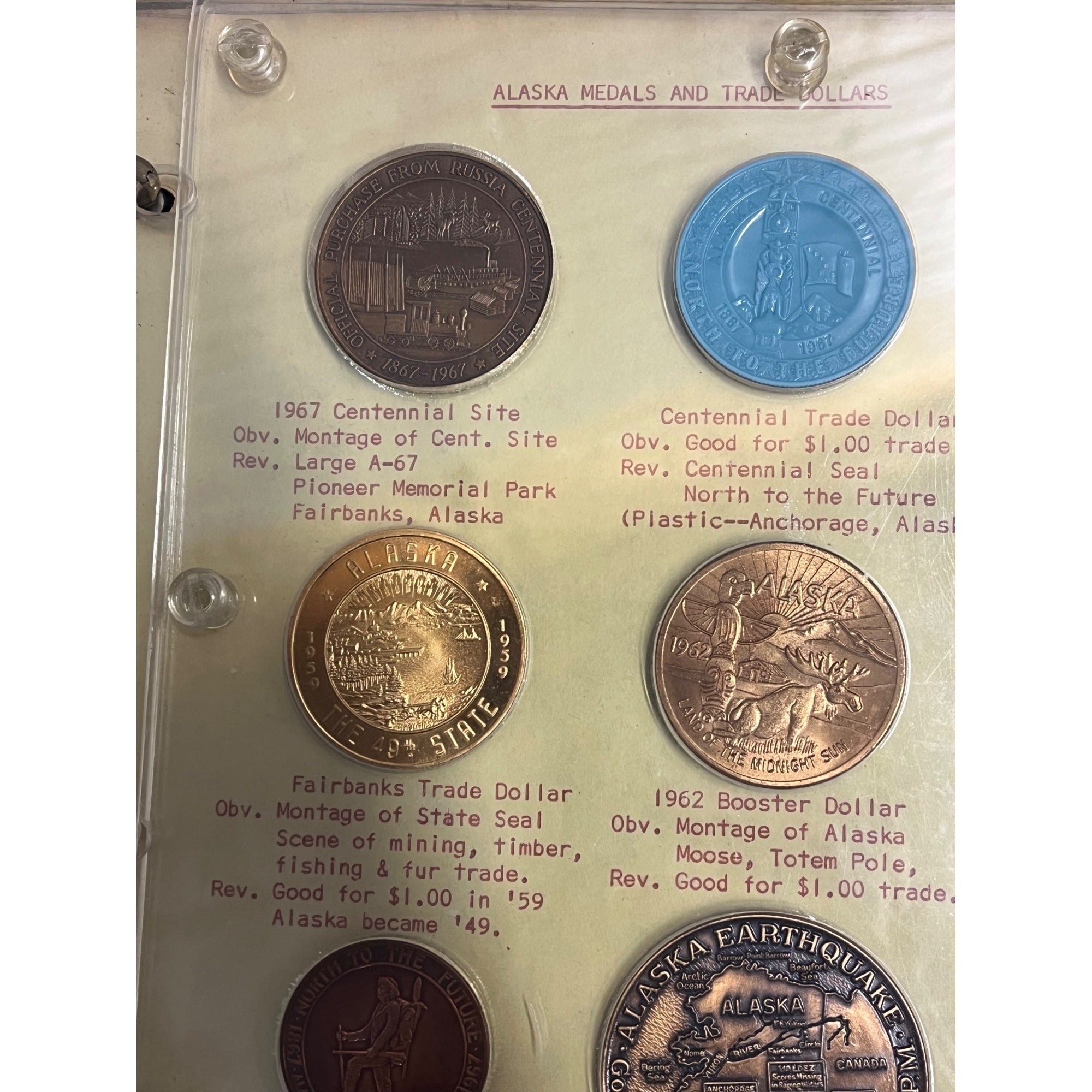 Huge Lot Alaska Centennial Trade Commemorative Tokens Coins Alaskan Gold Rush Olympics