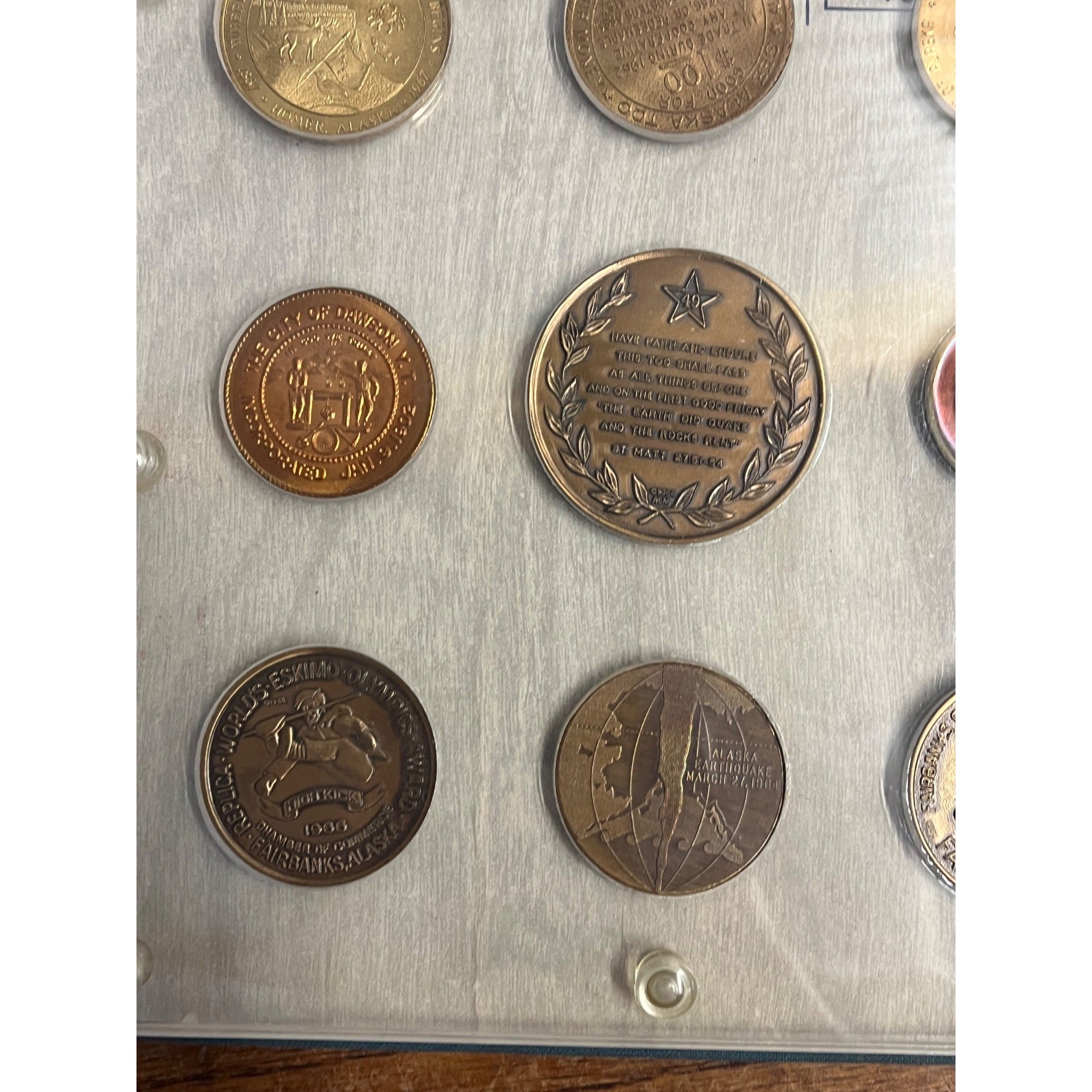 Huge Lot Alaska Centennial Trade Commemorative Tokens Coins Alaskan Gold Rush Olympics