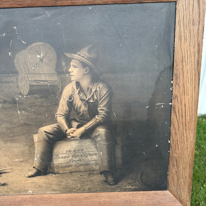 Antique Original 1910 Celestino Costello Round Up Cigars Advertising Litho Sign Framed