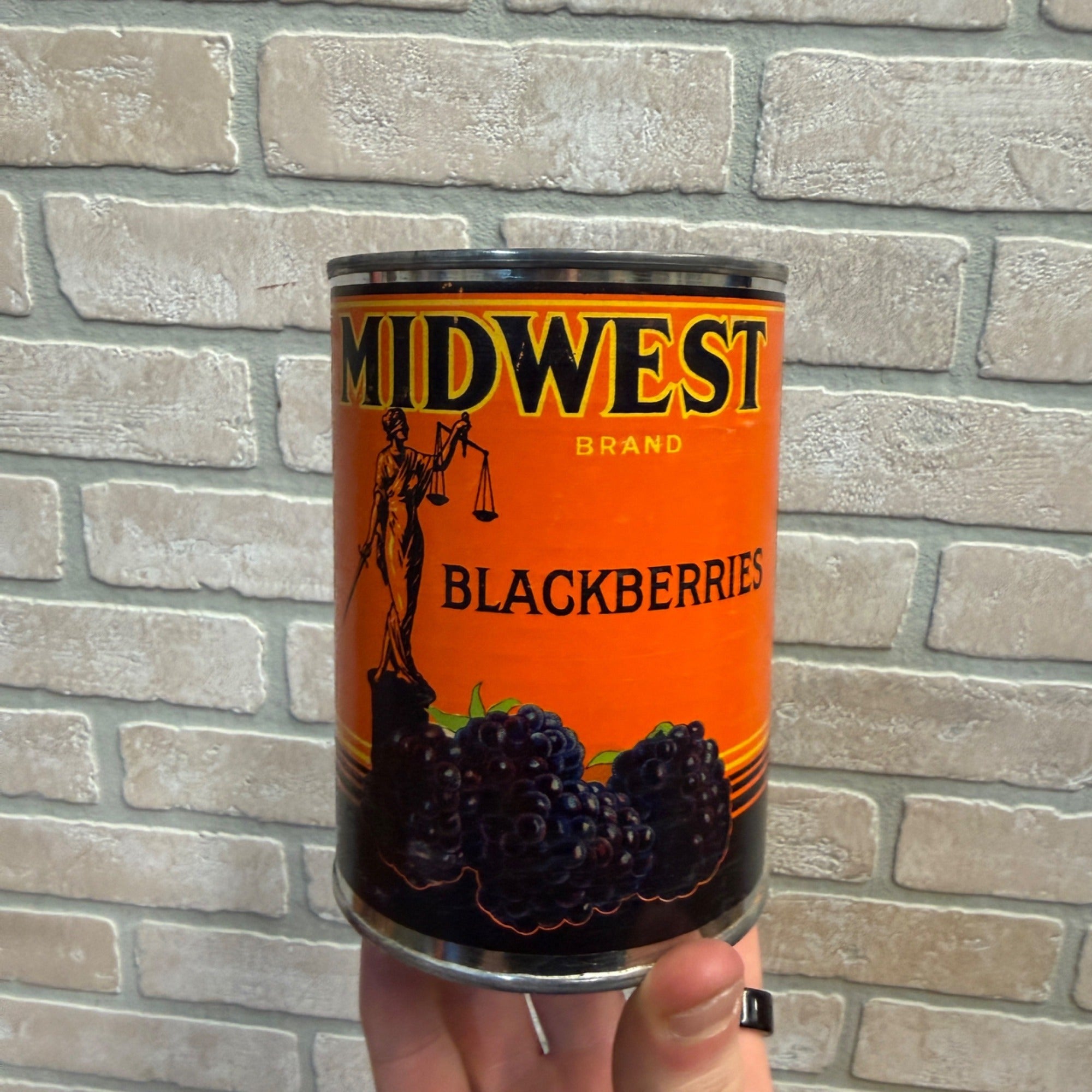 Vintage Midwest Blackberries Kitchen Decor Tin Can Label