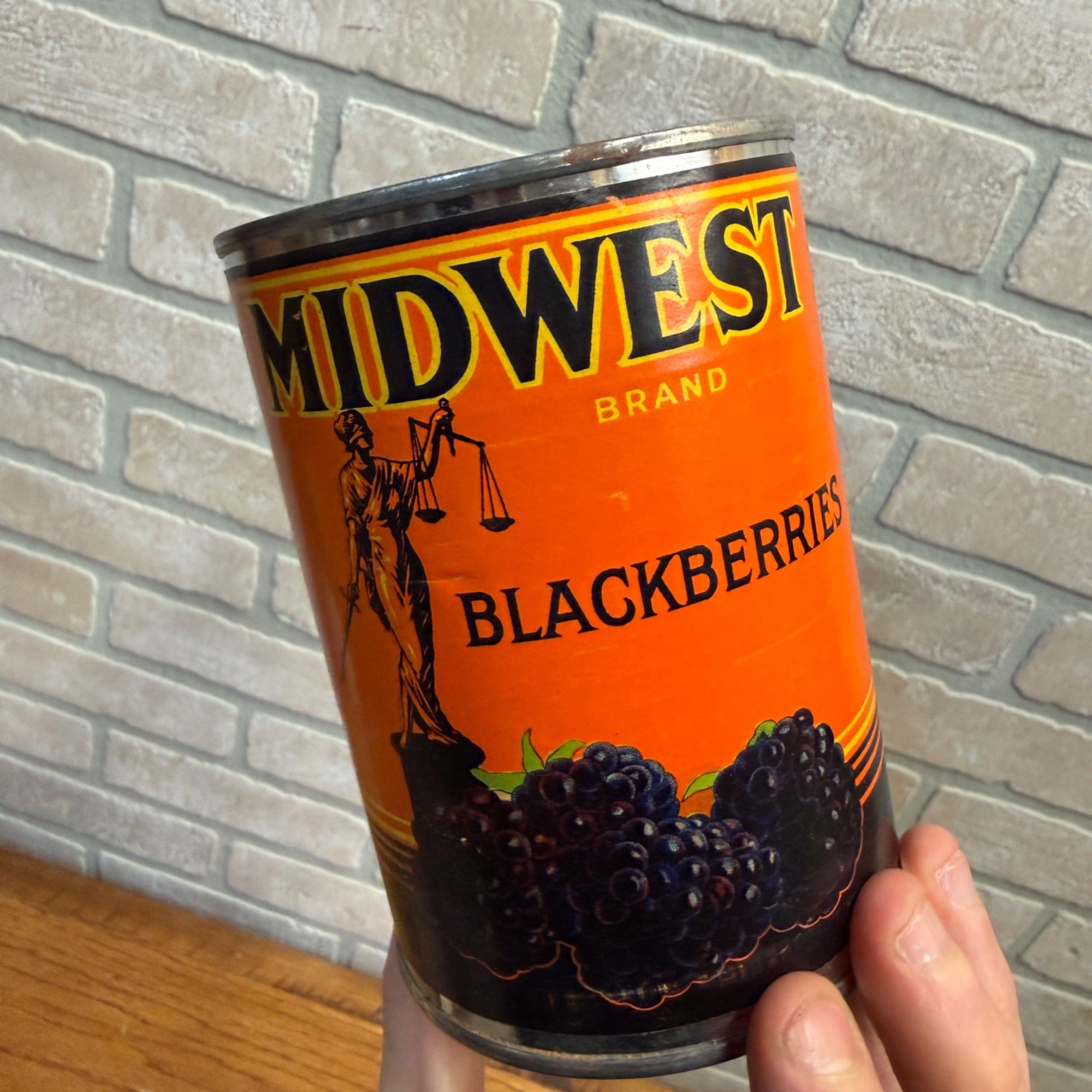 Vintage Midwest Blackberries Kitchen Decor Tin Can Label