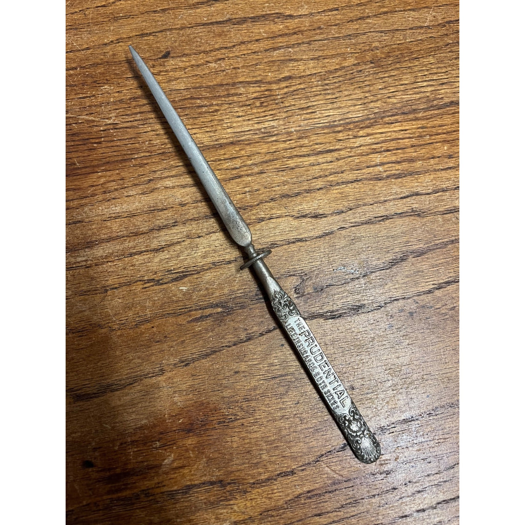 Antique Advertising Letter Opener Prudential Life Insurance Ornate Steel Metal