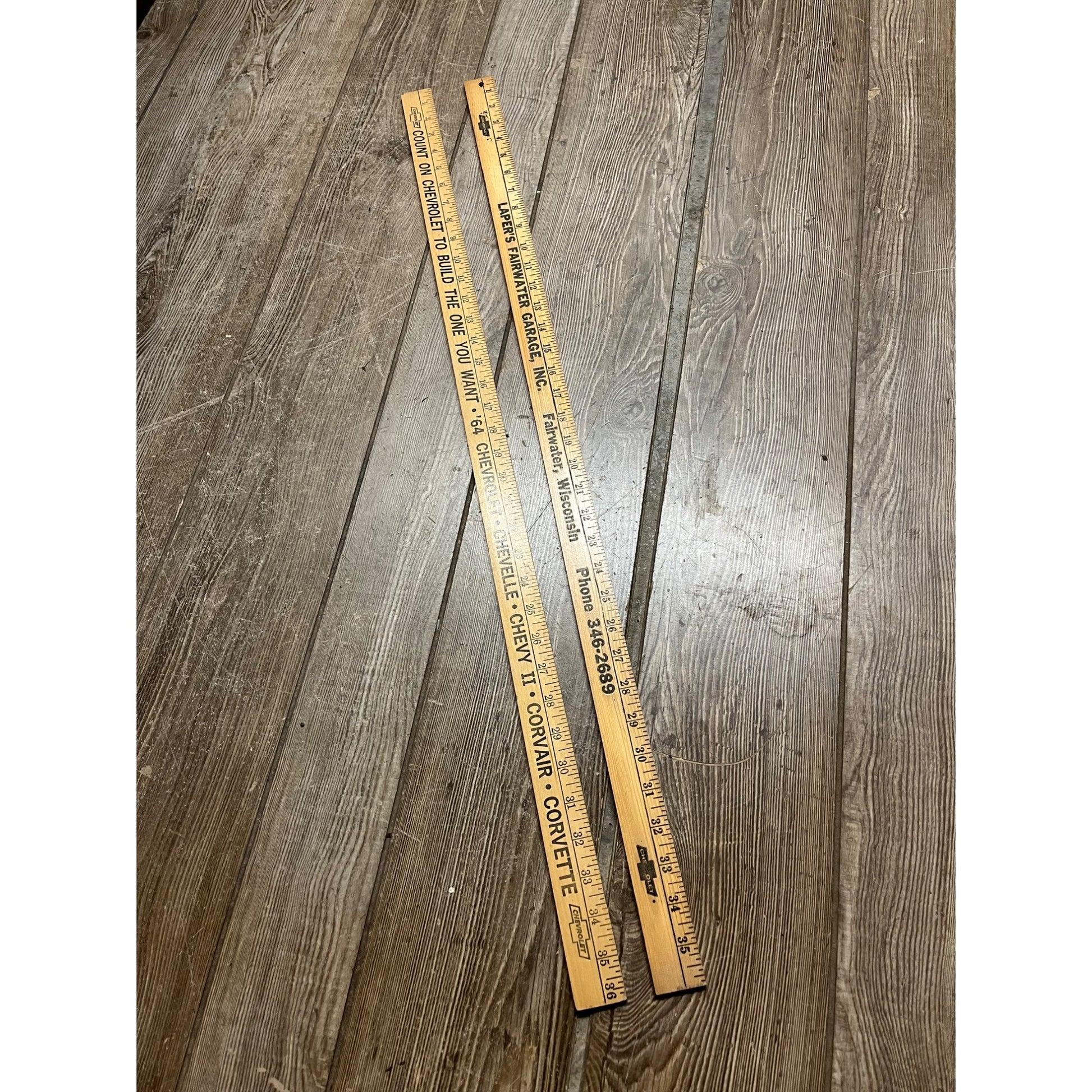 Vintage Chevrolet Chevy Wood 36" Advertising Yardstick Corvette Chevelle Corvair