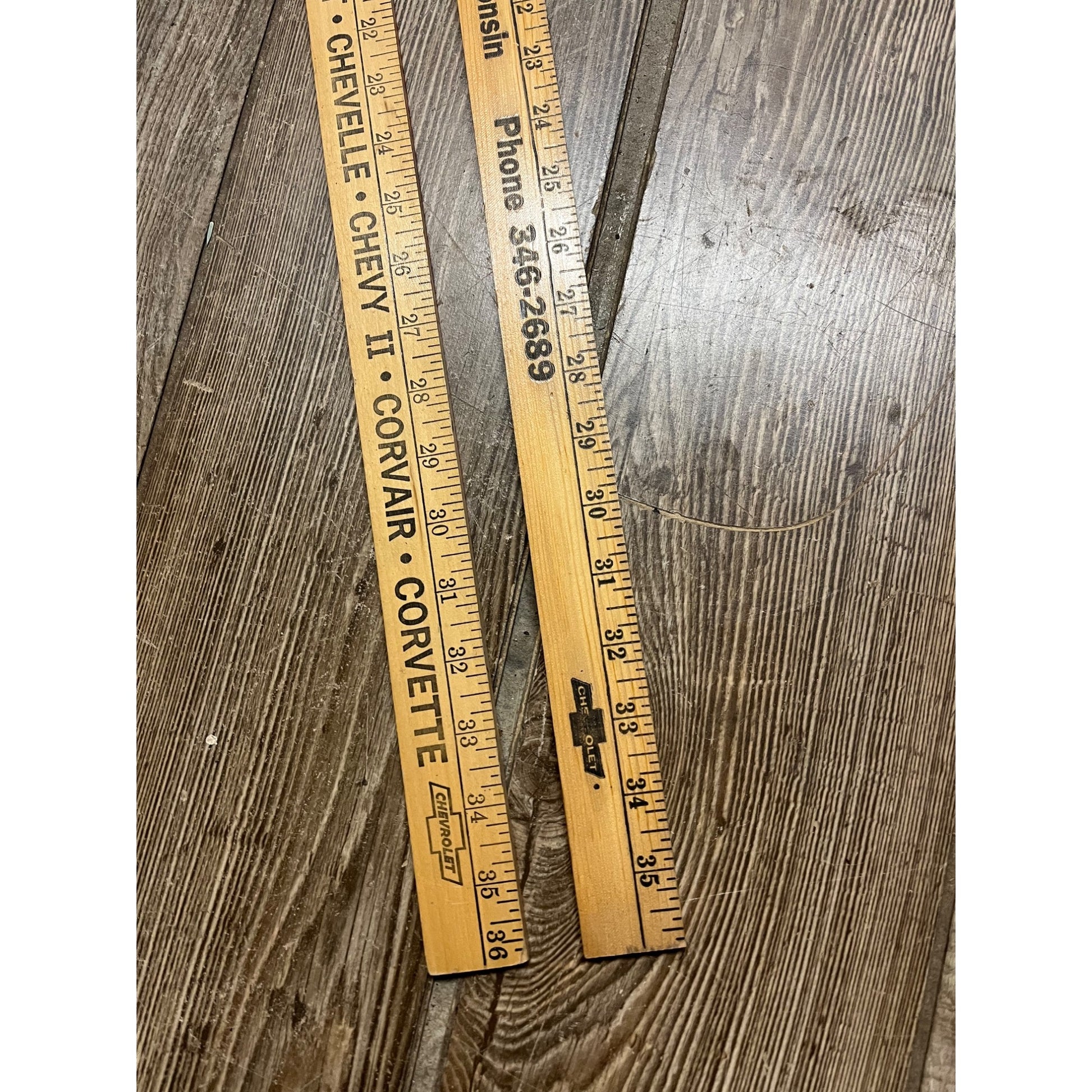 Vintage Chevrolet Chevy Wood 36" Advertising Yardstick Corvette Chevelle Corvair