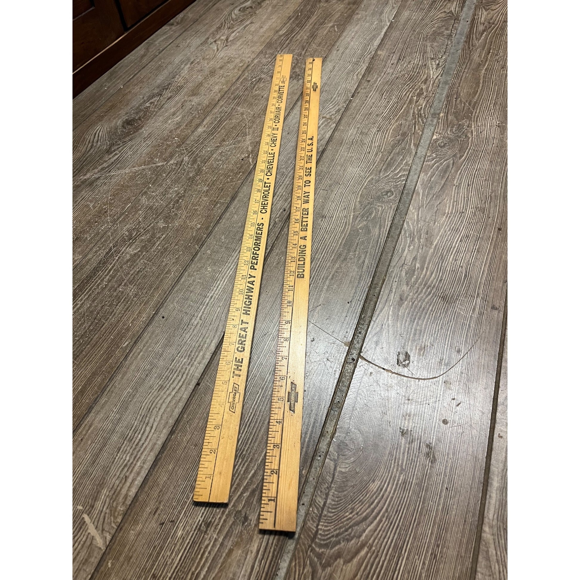 Vintage Chevrolet Chevy Wood 36" Advertising Yardstick Corvette Chevelle Corvair