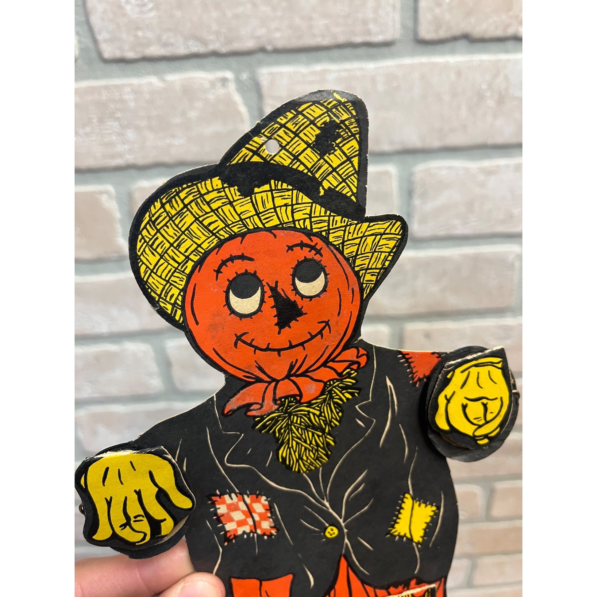 Original 1930s Vintage Halloween Beistle Scarecrow Dancer Honeycomb Diecut Decor