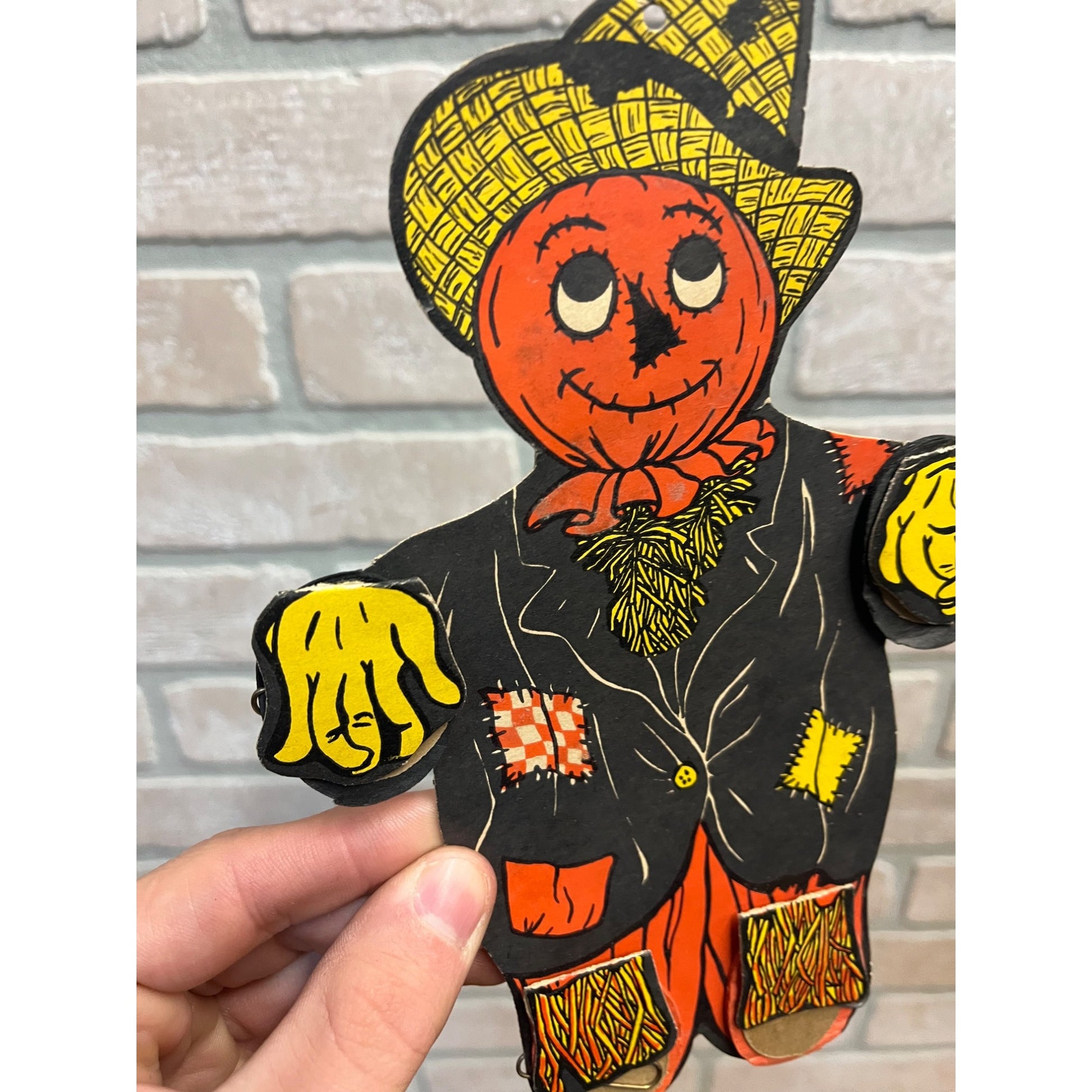 Original 1930s Vintage Halloween Beistle Scarecrow Dancer Honeycomb Diecut Decor