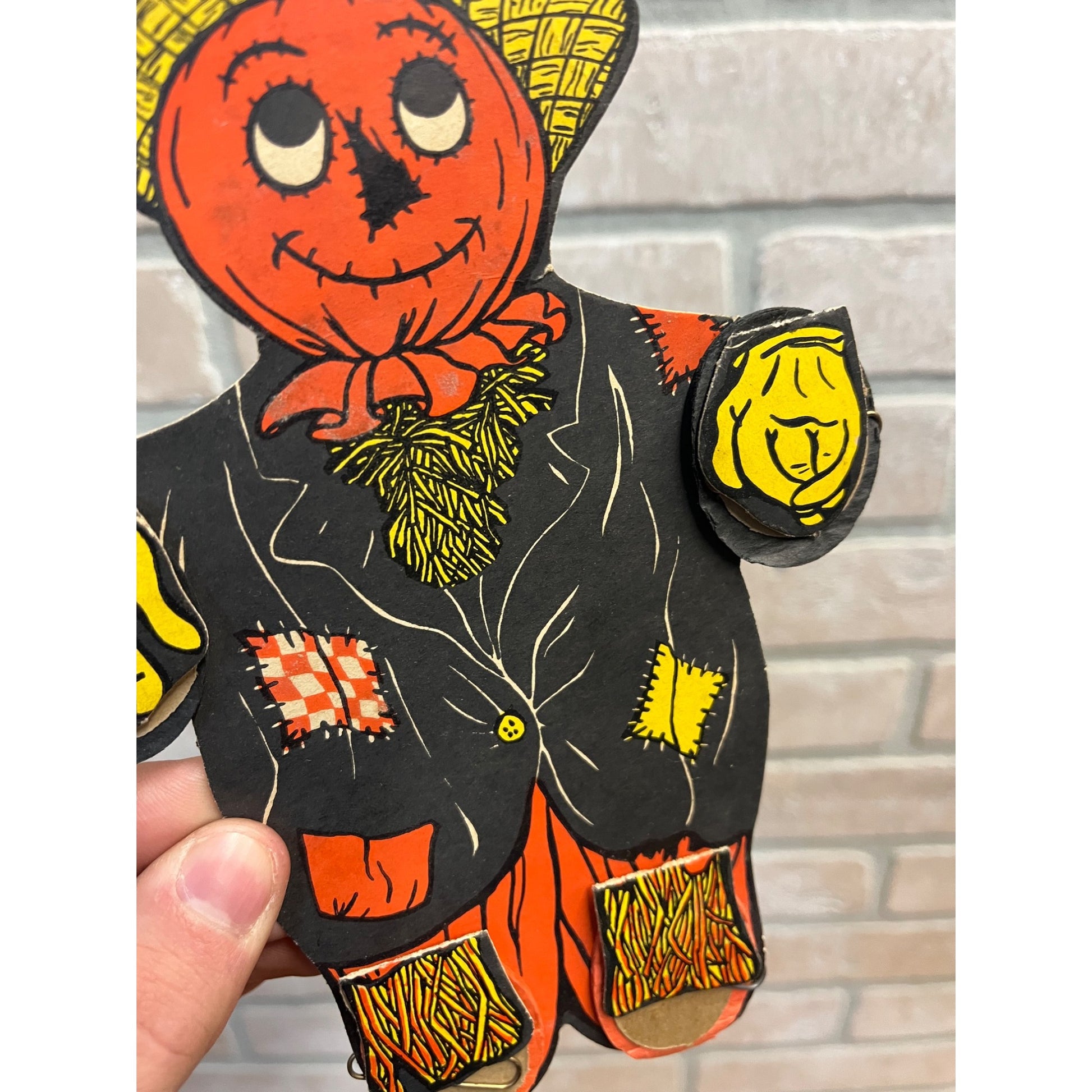 Original 1930s Vintage Halloween Beistle Scarecrow Dancer Honeycomb Diecut Decor