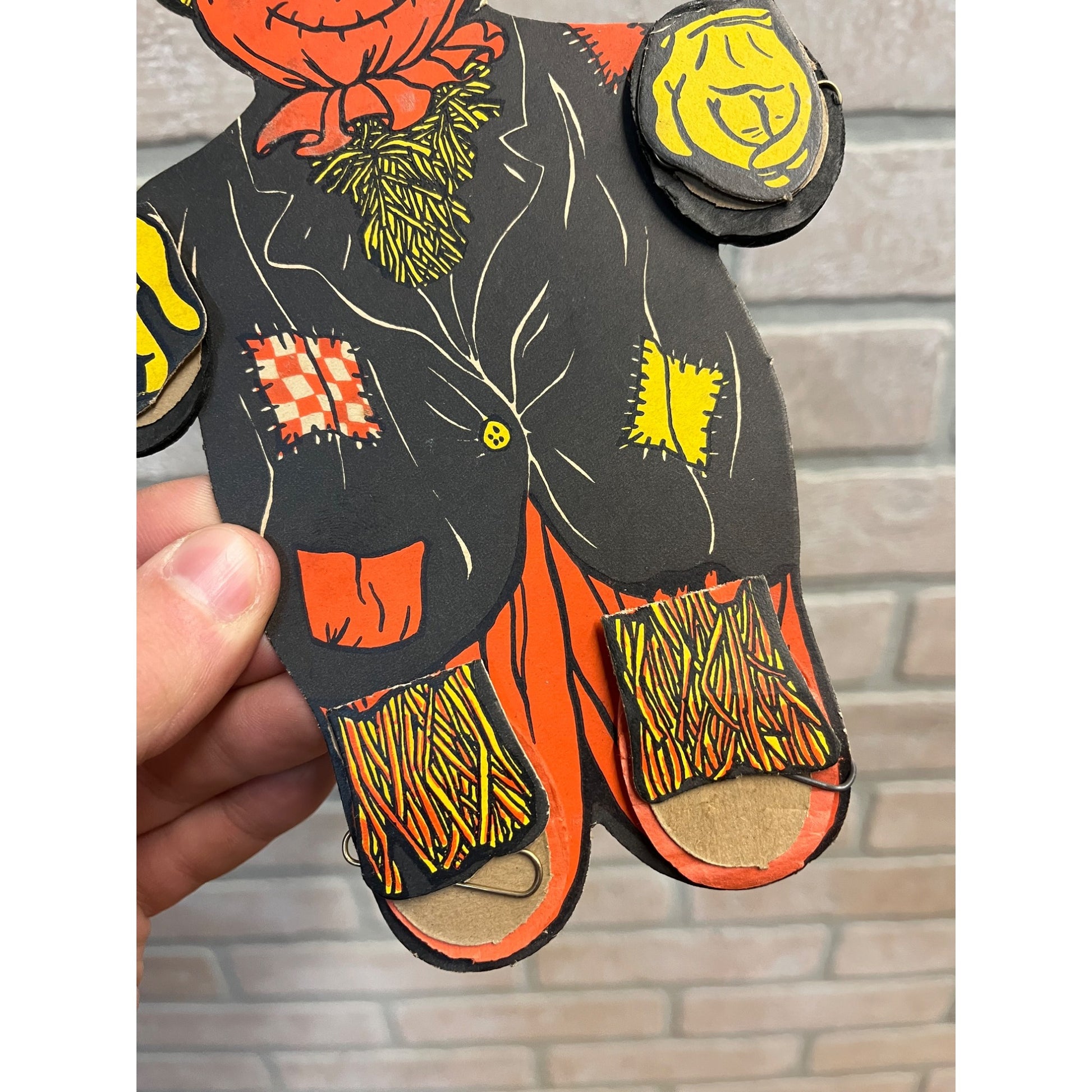 Original 1930s Vintage Halloween Beistle Scarecrow Dancer Honeycomb Diecut Decor