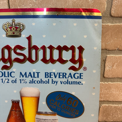 Vintage Kingsbury Beer Bar Sign Malt Beverage Non Alcoholic Tin Wisconsin 1987