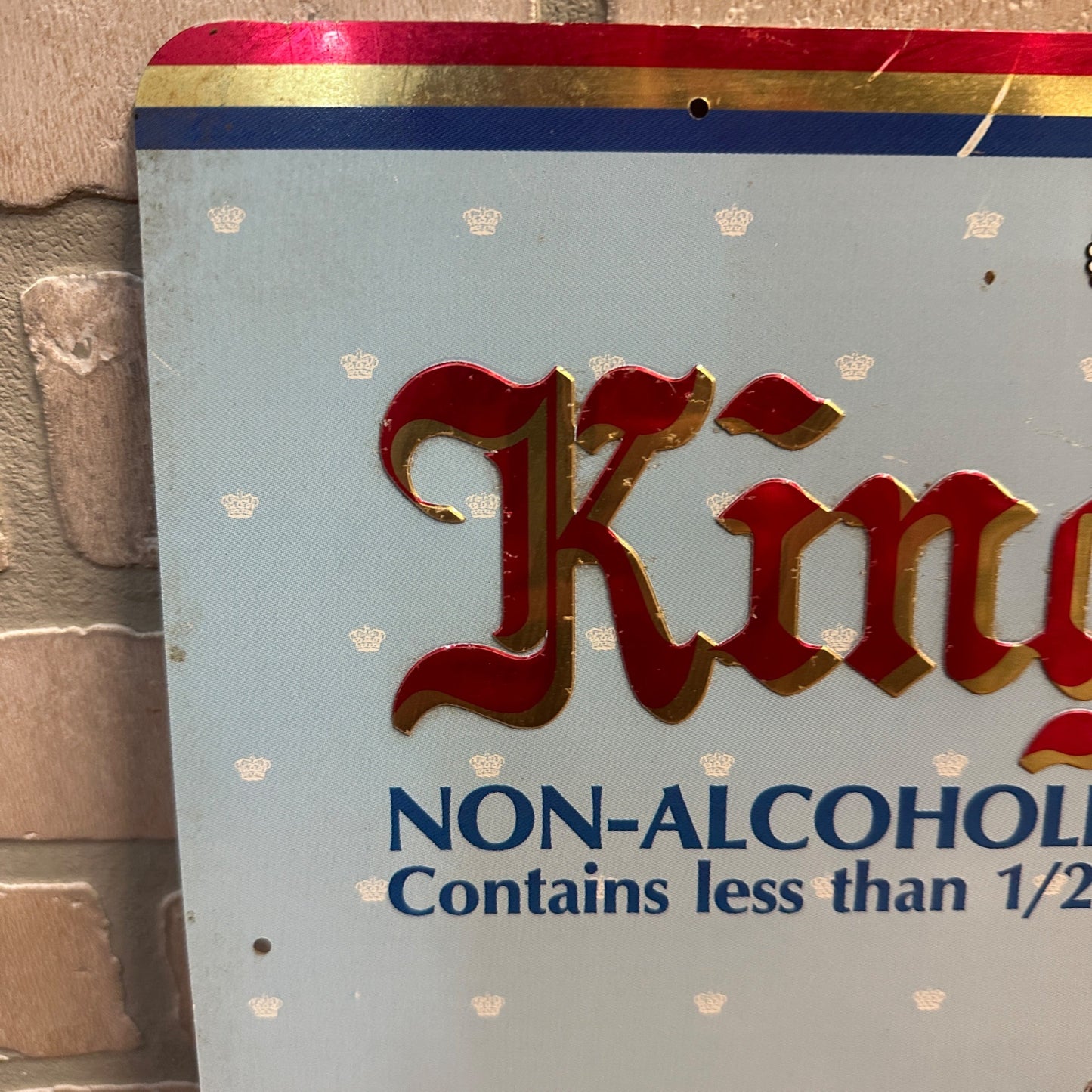 Vintage Kingsbury Beer Bar Sign Malt Beverage Non Alcoholic Tin Wisconsin 1987