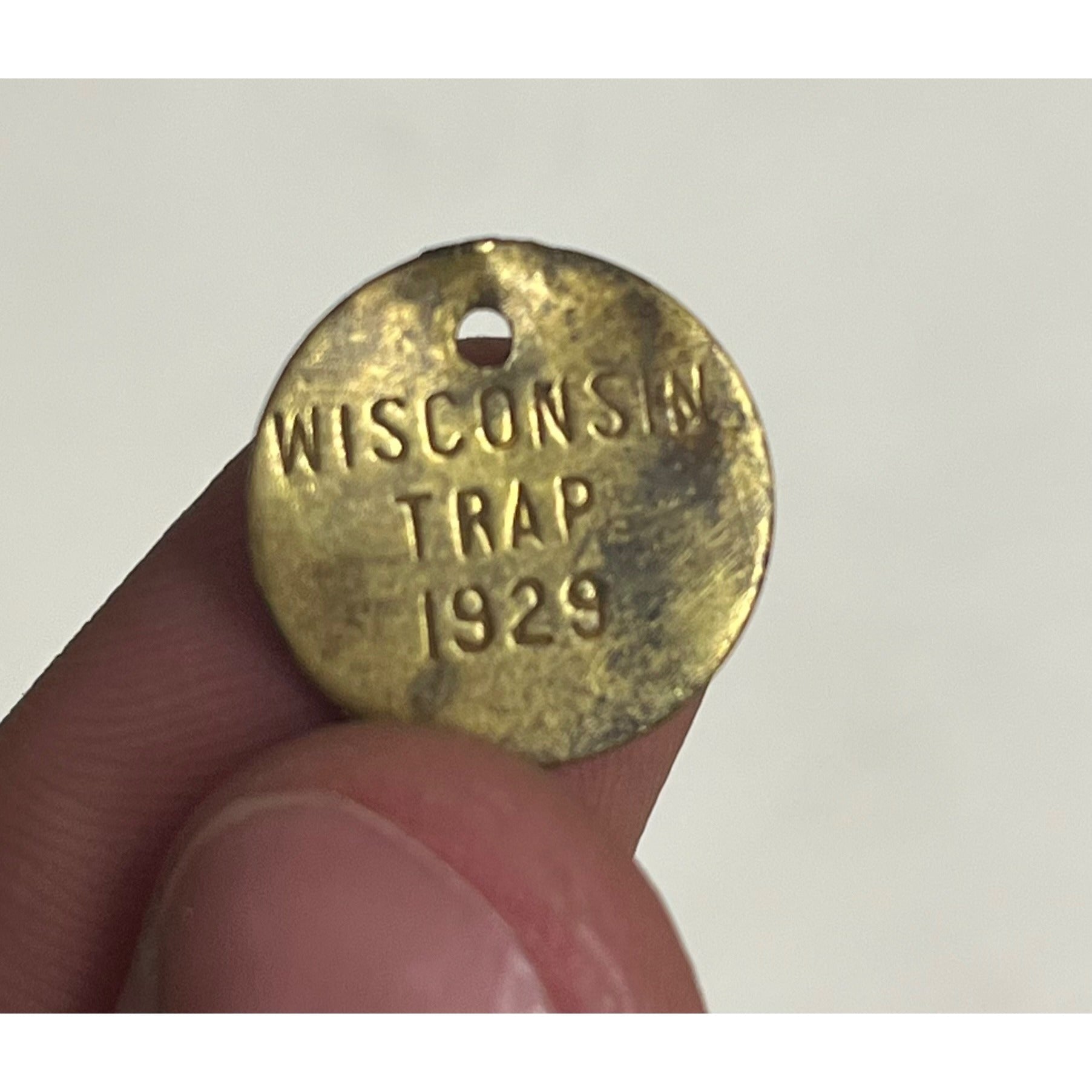 Vintage 1929 Wisconsin Trap Tag Trapping Hunting License
