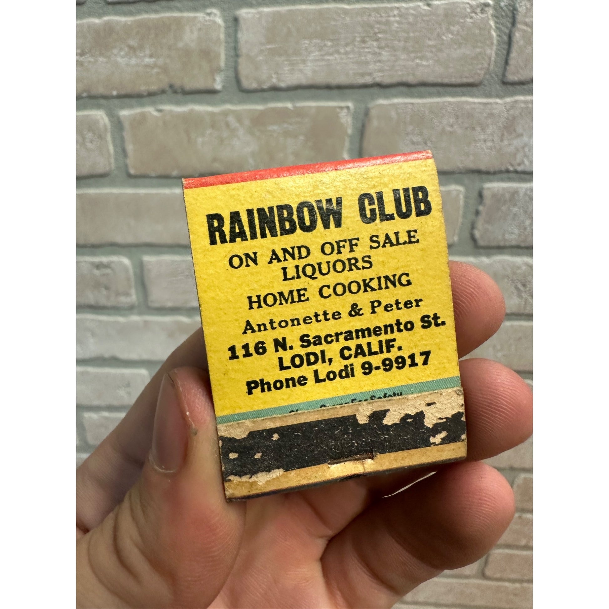 Vintage 1950s Rainbow Club Lodi California CA Unstruck Matchbook