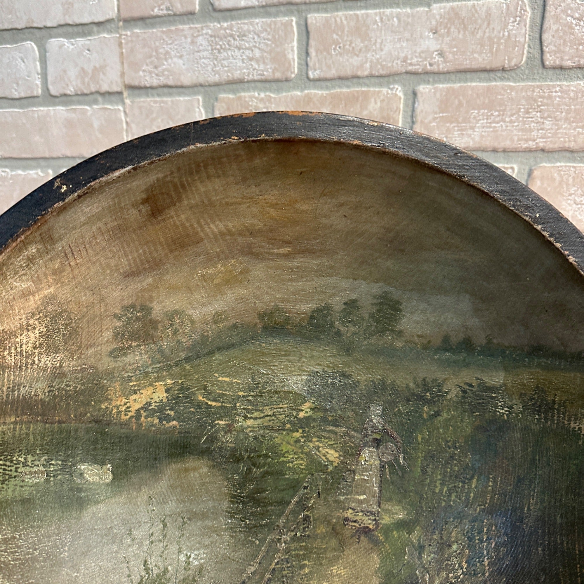 Antique Primitive 19th c. Wooden Hand Painted Douhg Bowl Country AAFA Farmhouse