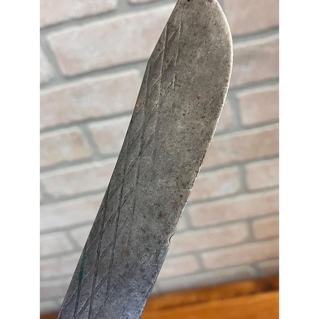 Antique 1900s Carbon Steel Butcher Kitchen Knife Wood Handle 12.5" Primitive