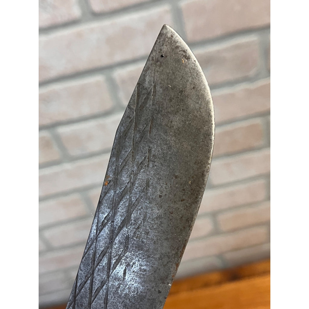 Antique 1900s Carbon Steel Butcher Kitchen Knife Wood Handle 12.5" Primitive