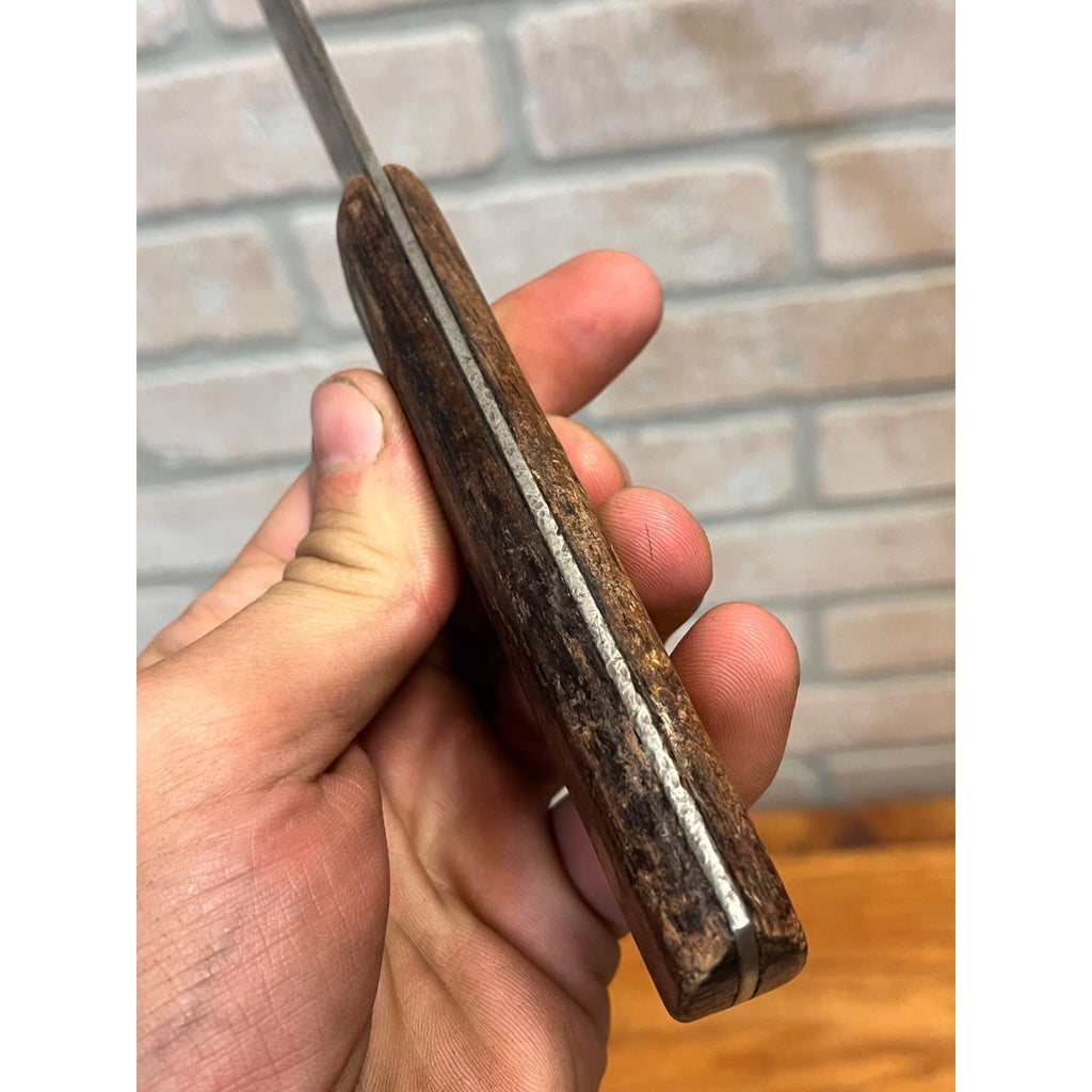 Antique 1900s Carbon Steel Butcher Kitchen Knife Wood Handle 12.5" Primitive