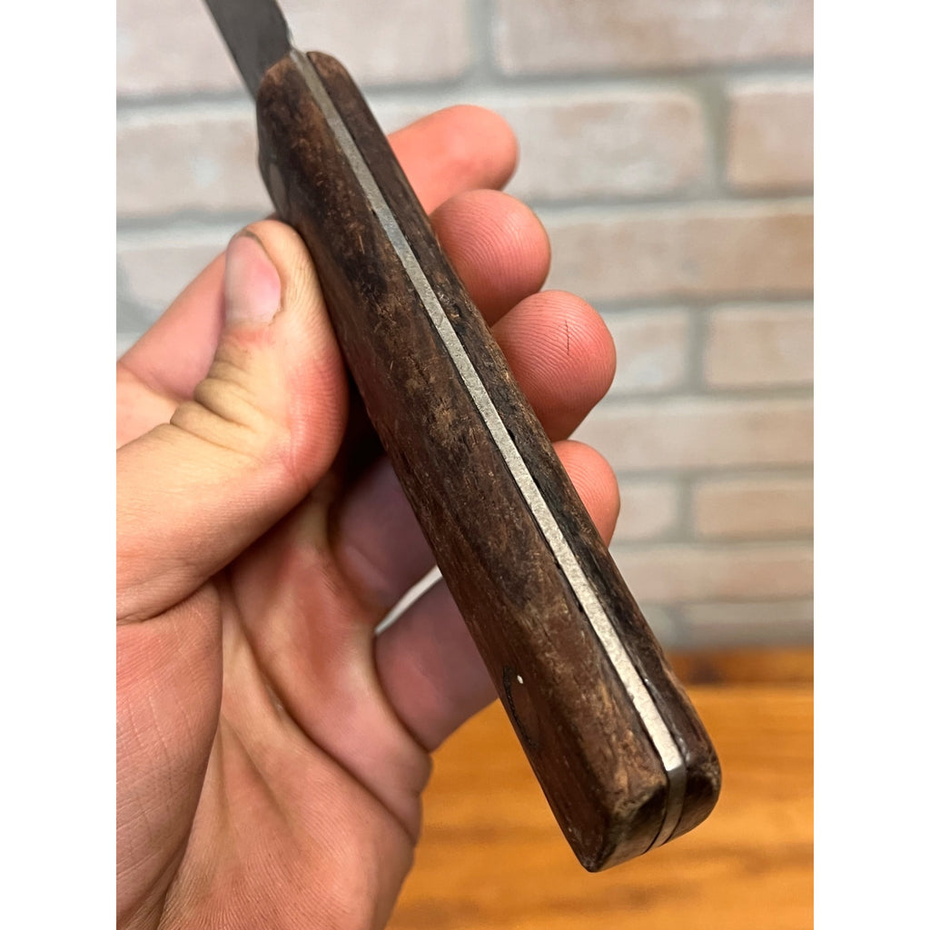 Antique 1900s Carbon Steel Butcher Kitchen Knife Wood Handle 12.5" Primitive