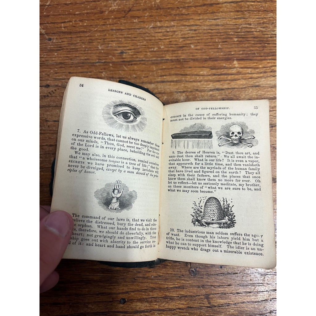 ODD FELLOWS Pocket Companion Guide 1869 Leather Cover Book