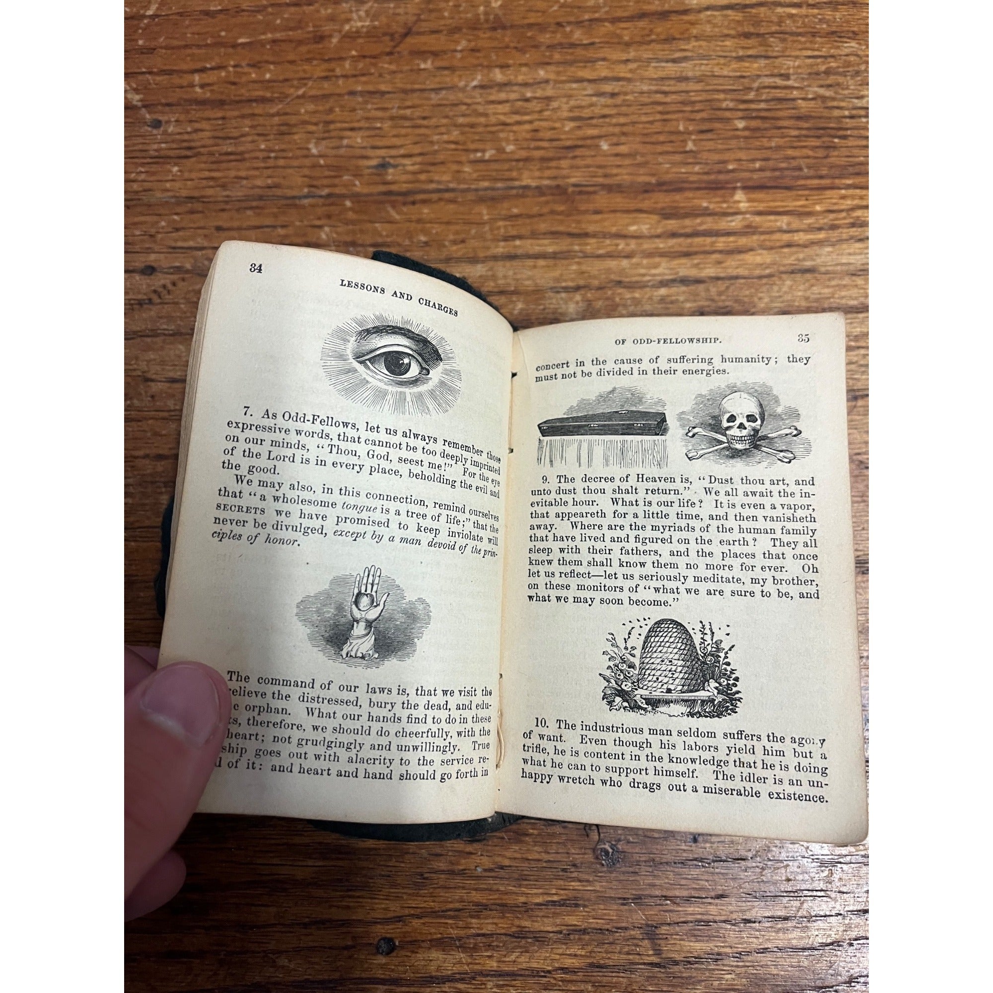ODD FELLOWS Pocket Companion Guide 1869 Leather Cover Book