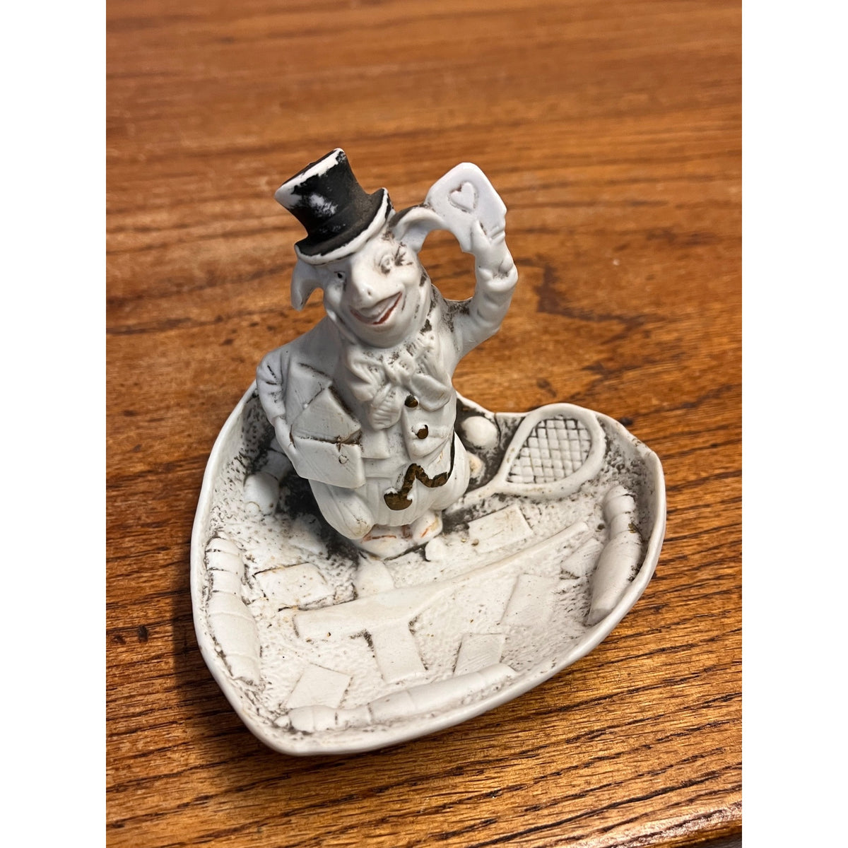 Antique 1880s German G DEP Bisque Anthropomorphic Pig Figural Trinket Dish #8809