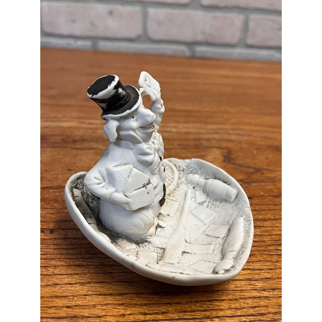 Antique 1880s German G DEP Bisque Anthropomorphic Pig Figural Trinket Dish #8809