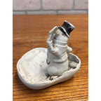 Antique 1880s German G DEP Bisque Anthropomorphic Pig Figural Trinket Dish #8809