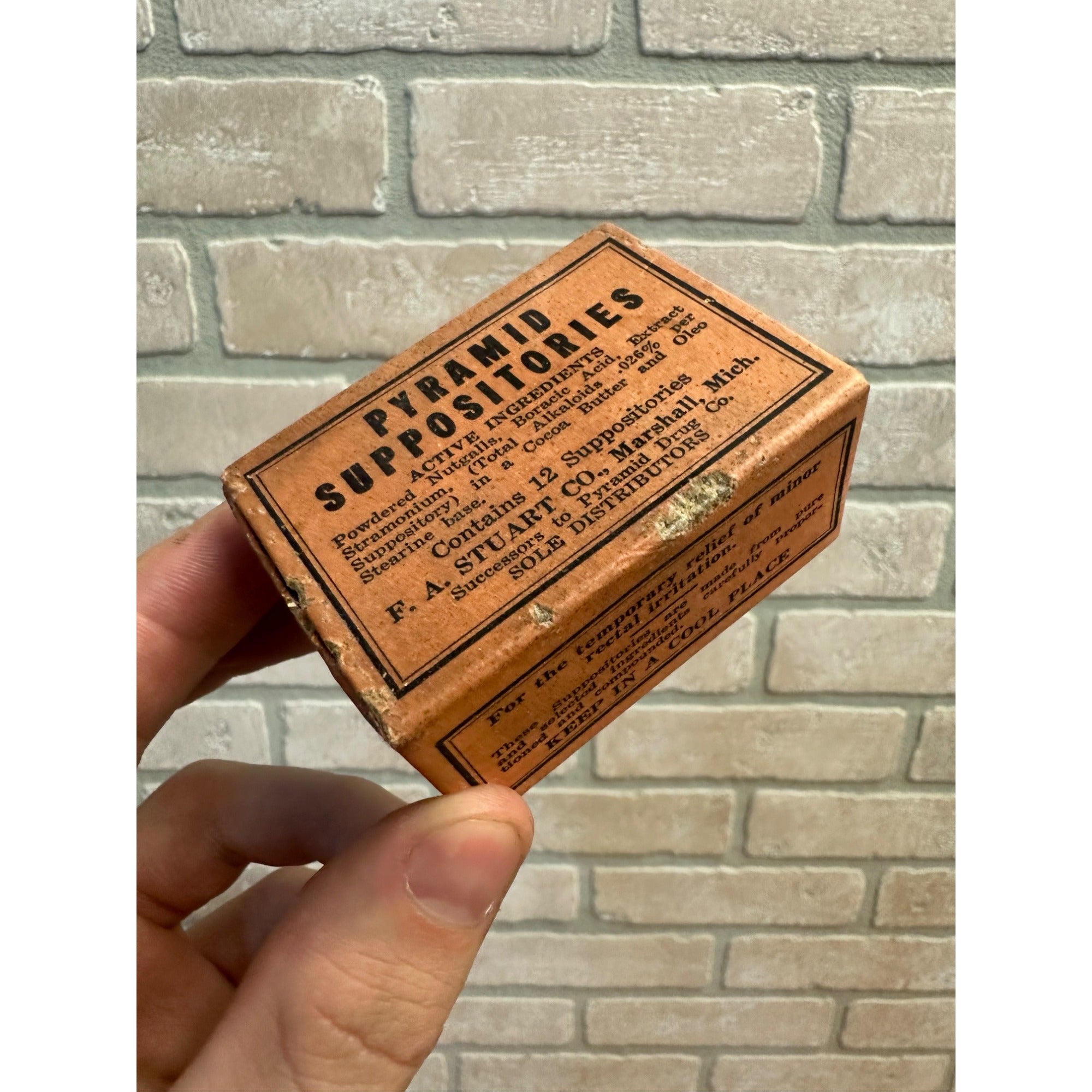 Vintage 1920s Pyramid Suppositories F.A. Stuart Co. Empty Box Quack Medicine