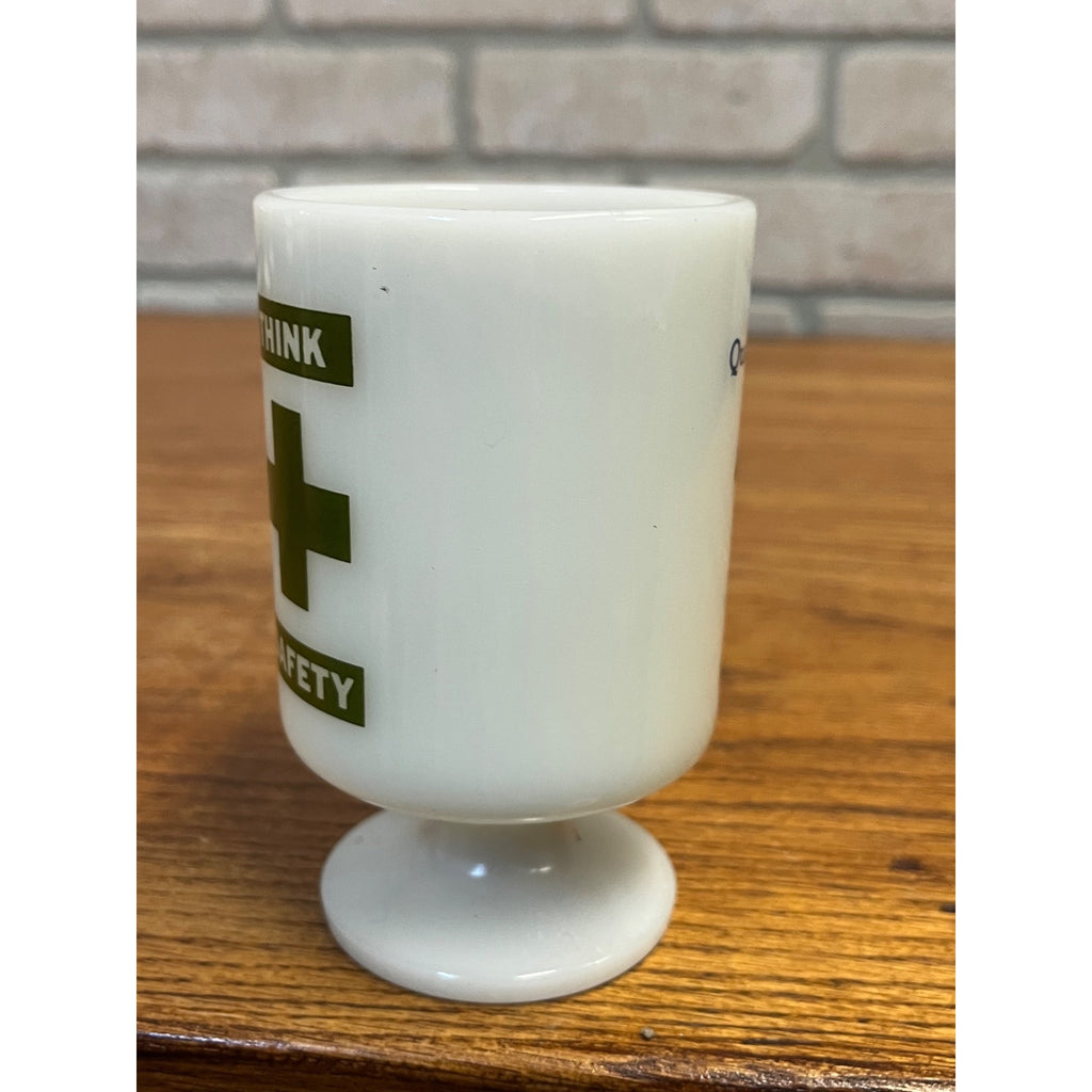 Vintage US Army Quartermaster Center Fort Lee Virginia White Milk Glass Mug 70s