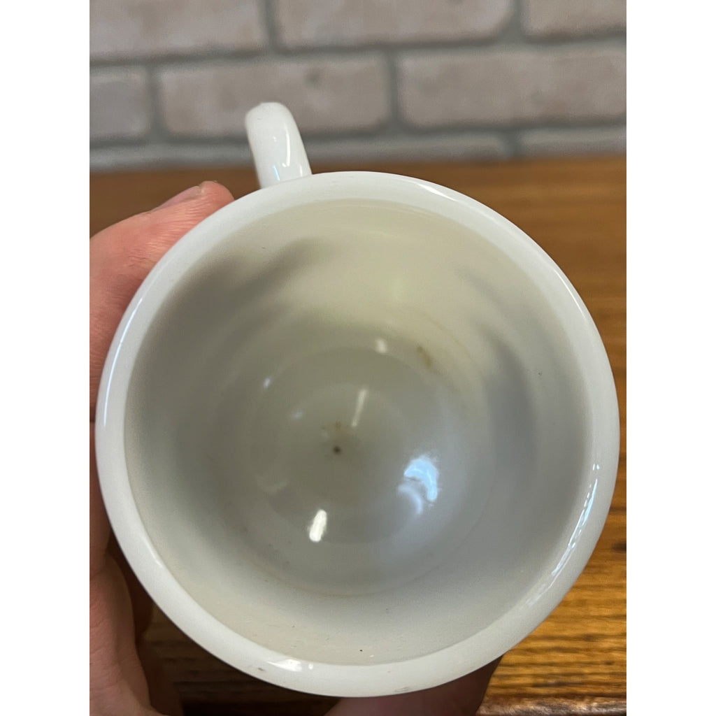 Vintage US Army Quartermaster Center Fort Lee Virginia White Milk Glass Mug 70s