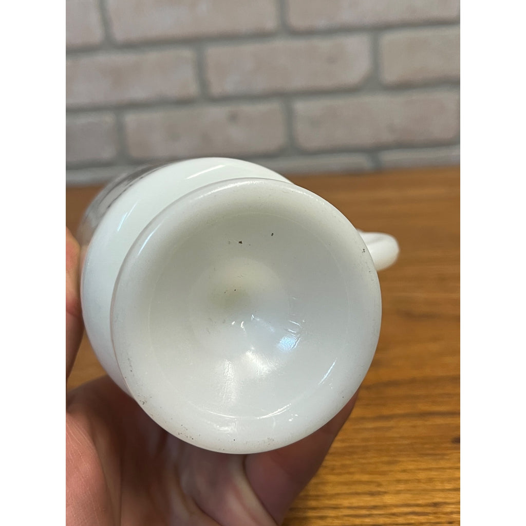 Vintage US Army Quartermaster Center Fort Lee Virginia White Milk Glass Mug 70s