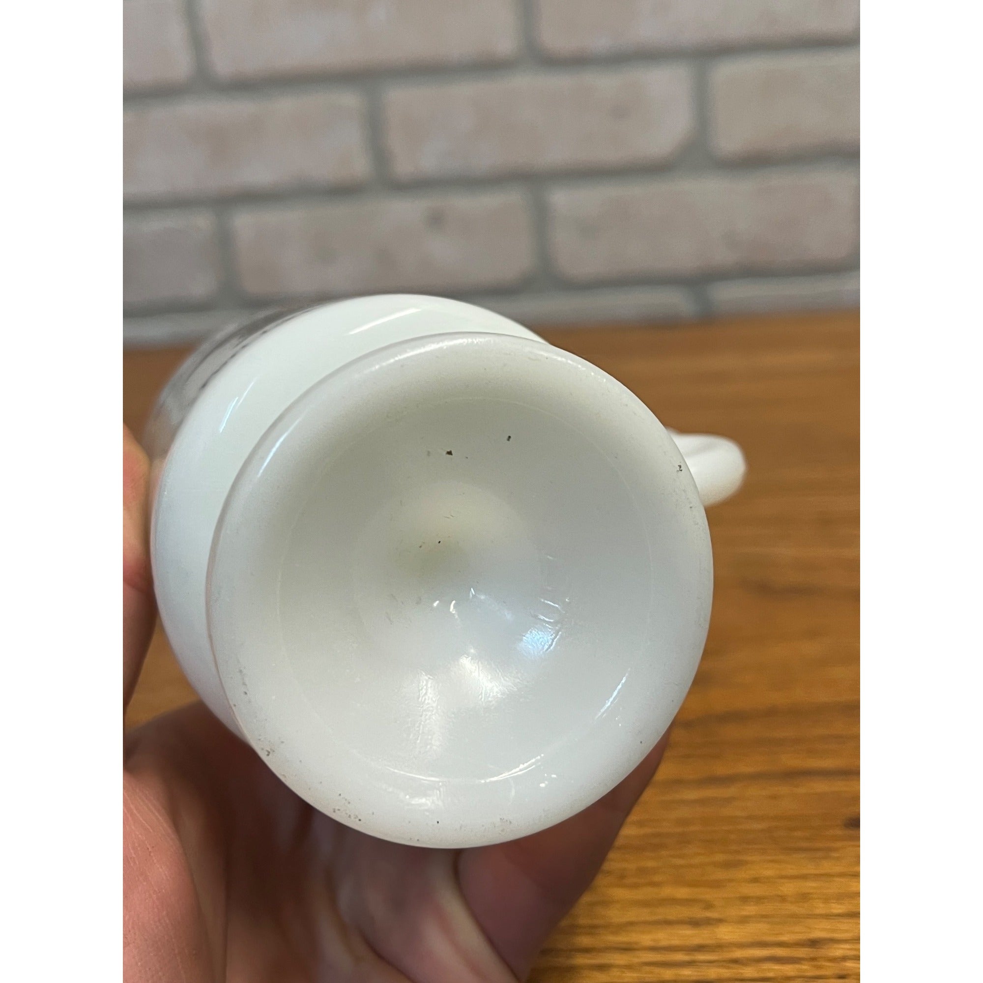 Vintage US Army Quartermaster Center Fort Lee Virginia White Milk Glass Mug 70s