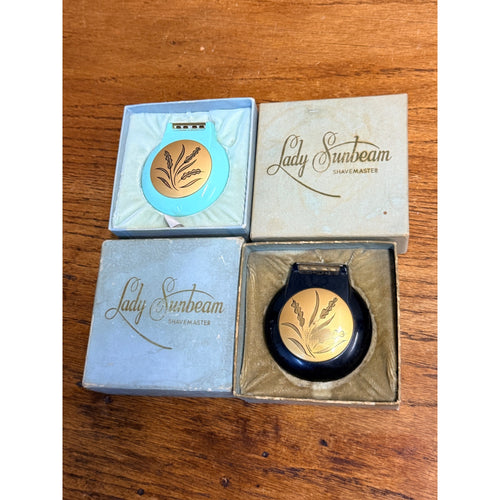 Vintage Lady Sunbeam Shavemaster Model LS Razor Lot (2) Black & Turquoise w/ Box
