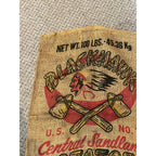 Vintage Blackhawk Chief Axes Potatoes James Burns Almond Wisconsin burlap sack