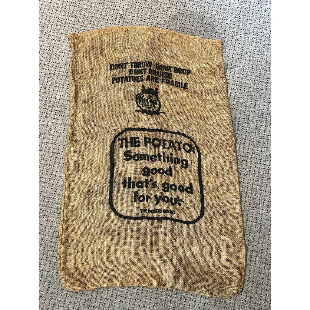 Vintage Blackhawk Chief Axes Potatoes James Burns Almond Wisconsin burlap sack