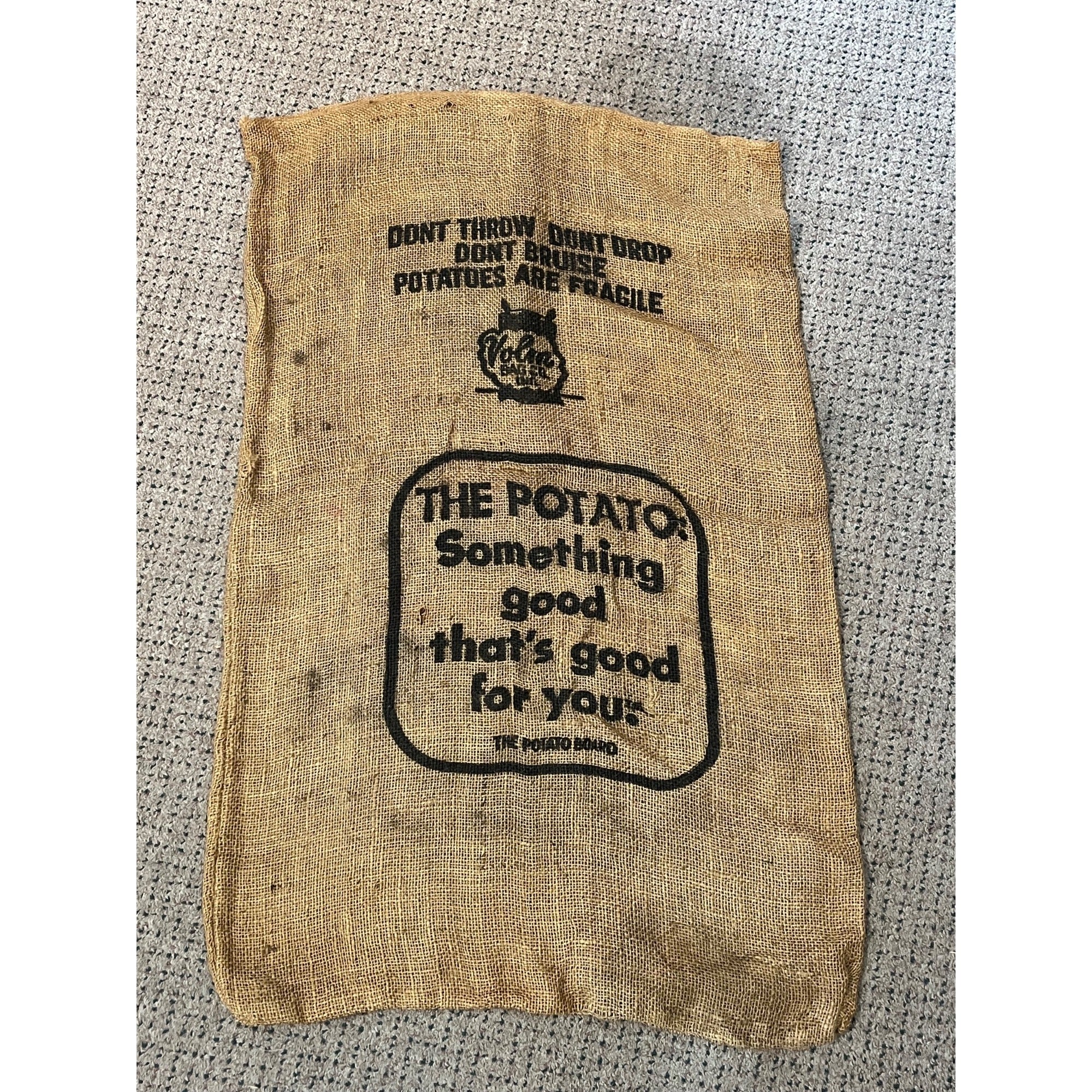 Vintage Blackhawk Chief Axes Potatoes James Burns Almond Wisconsin burlap sack