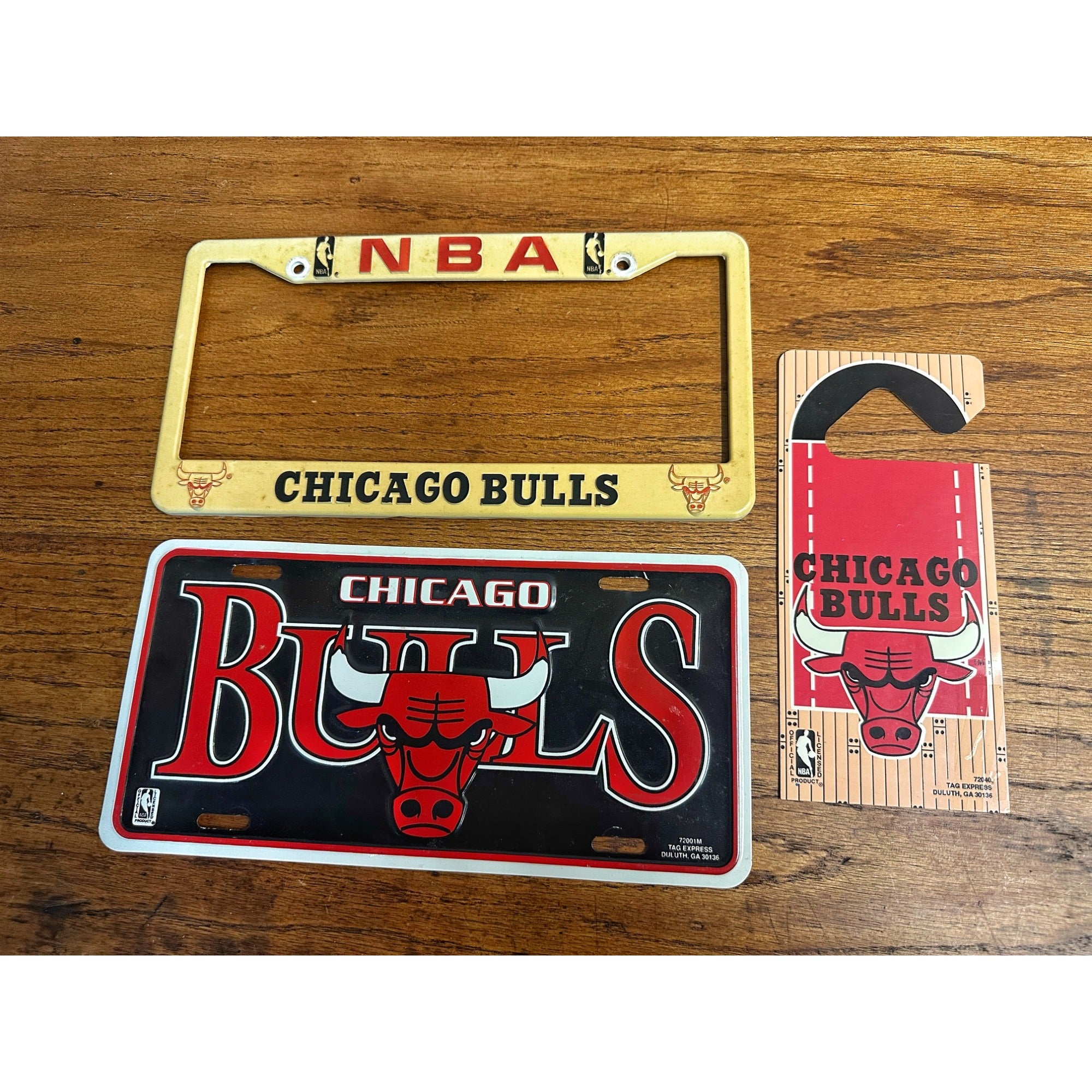 Vintage 1990s Chicago Bulls License Plate + Frame Team Logo & Door Hanger