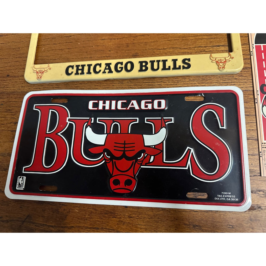 Vintage 1990s Chicago Bulls License Plate + Frame Team Logo & Door Hanger