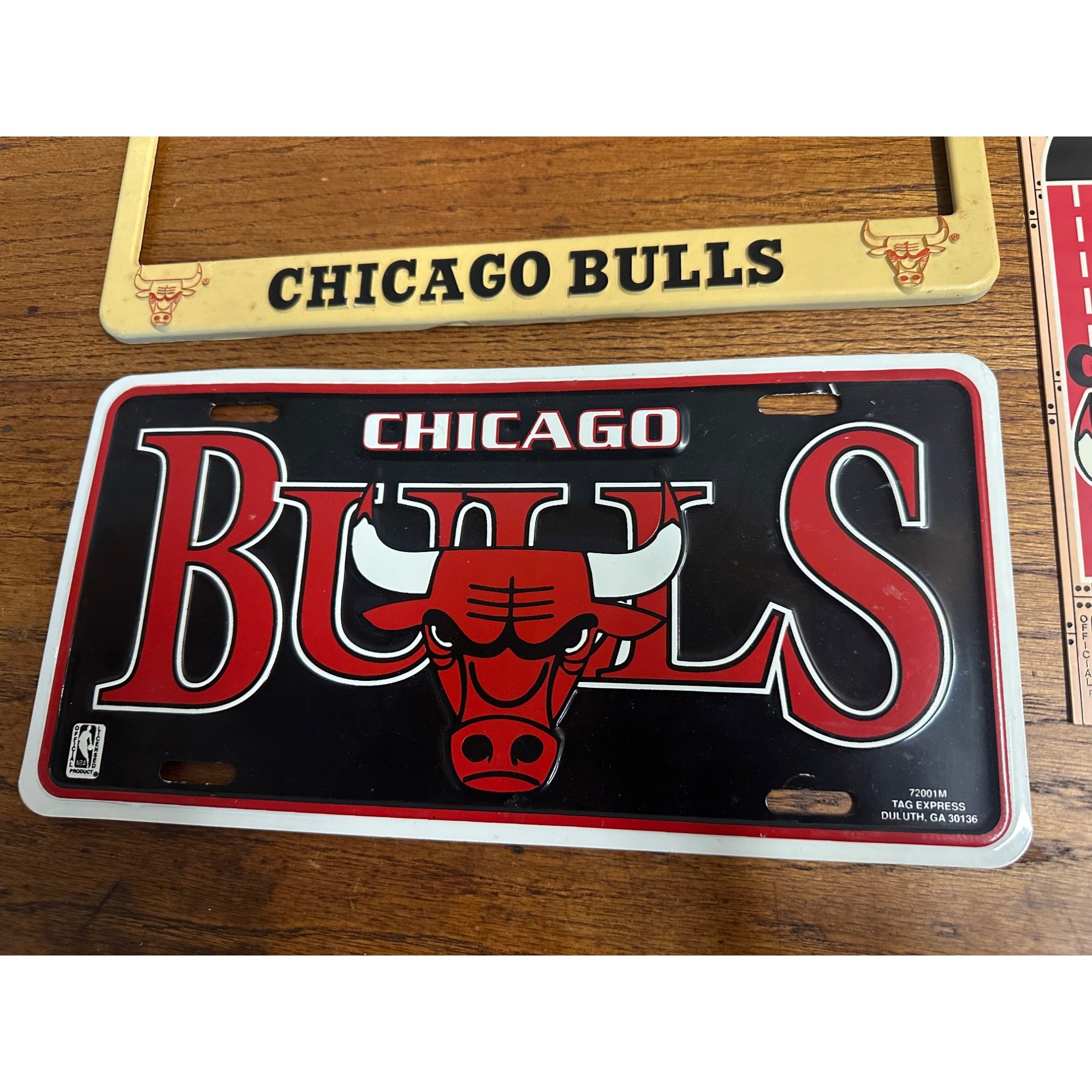 Vintage 1990s Chicago Bulls License Plate + Frame Team Logo & Door Hanger